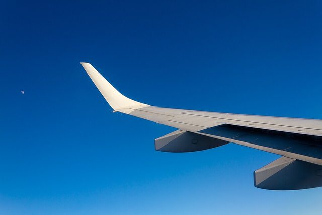 Airplane wing in flight